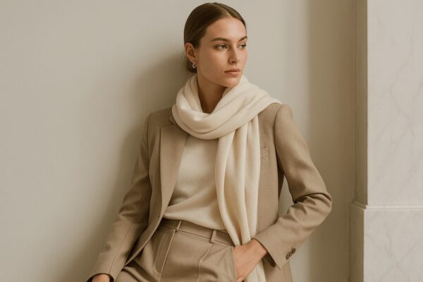 Žena v štýle quiet luxury – minimalistická móda, tichý luxus a nadčasová elegancia v roku 2025.